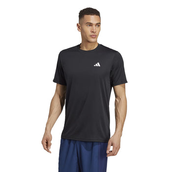 T-shirt nera da uomo con logo bianco adidas Essentials Training, Abbigliamento Sport, SKU a722000409, Immagine 0